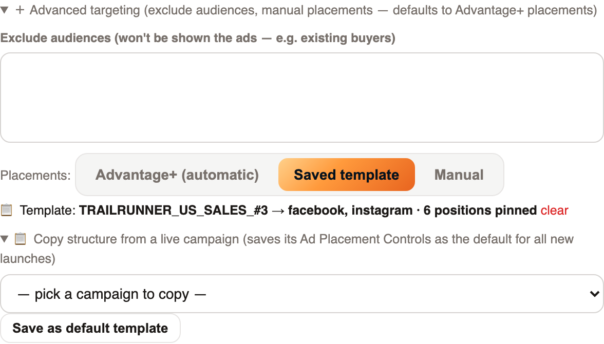 Clone an existing campaign’s structure — placements and all