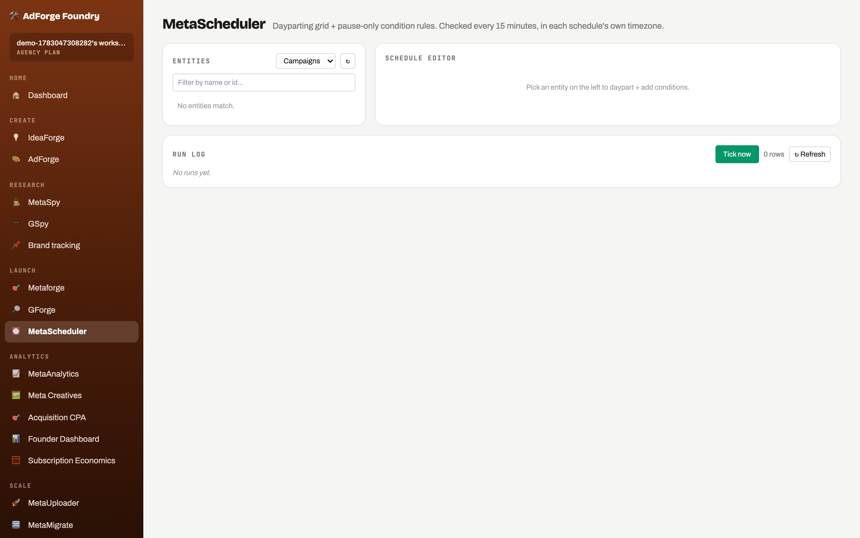MetaScheduler — Dayparting & guardrail rules for Meta ads (real product screenshot)